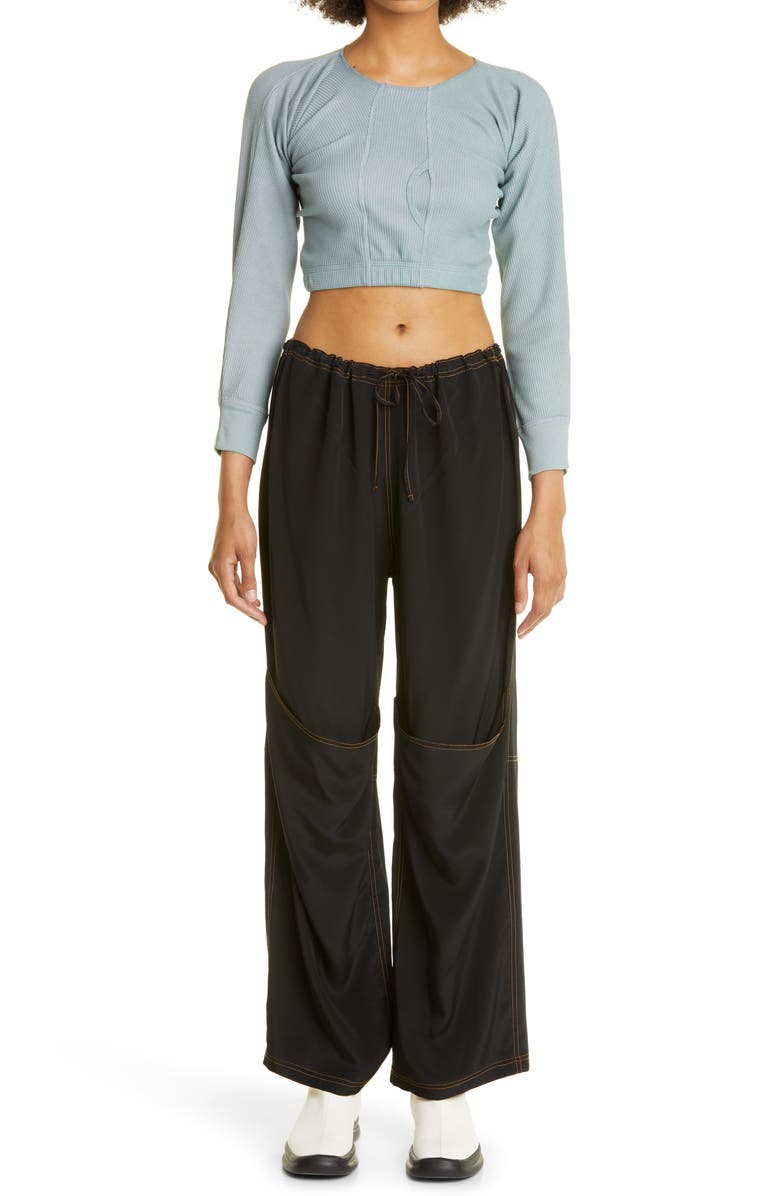 SC103 Gate Crop Thermal Knit Long Sleeve Cotton Top, Alternate, color,