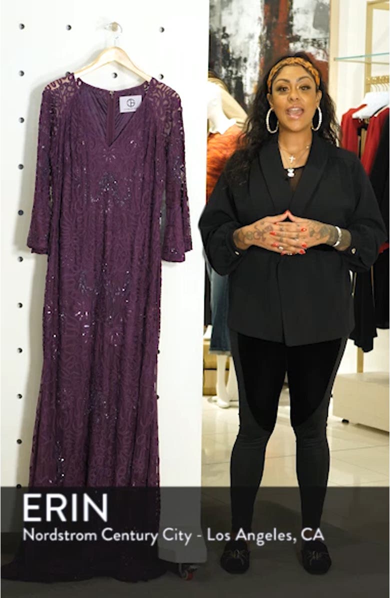 Bell Sleeve Bead & Soutache Gown, sales video thumbnail