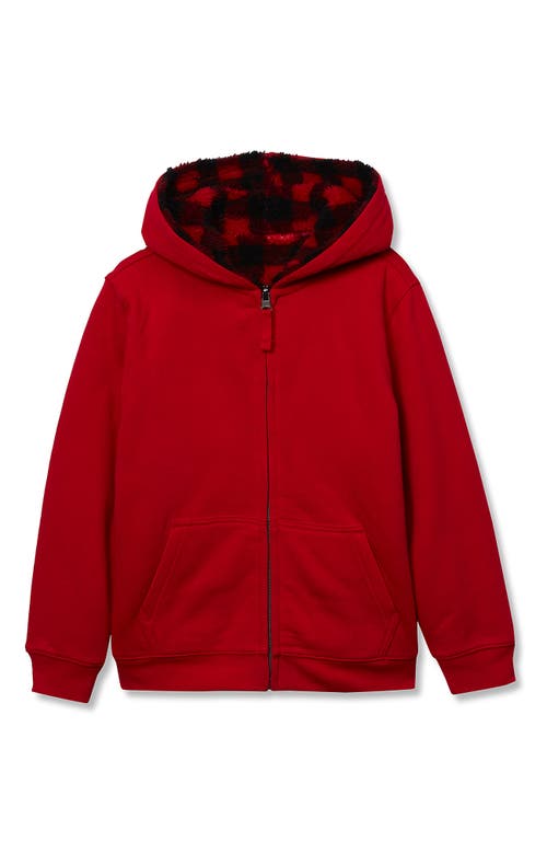 Lands' End Kids Husky Reversible High Pile Fleece Hoodie In Red