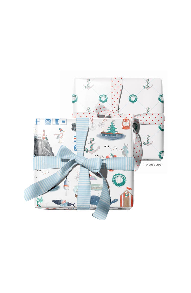 Ramus & Co Two-Sided "A Pinch Of Holiday" & "Seas N' Wishes" Heavyweight Christmas/Holiday Gift Wrap, Alternate, color, Multicolored