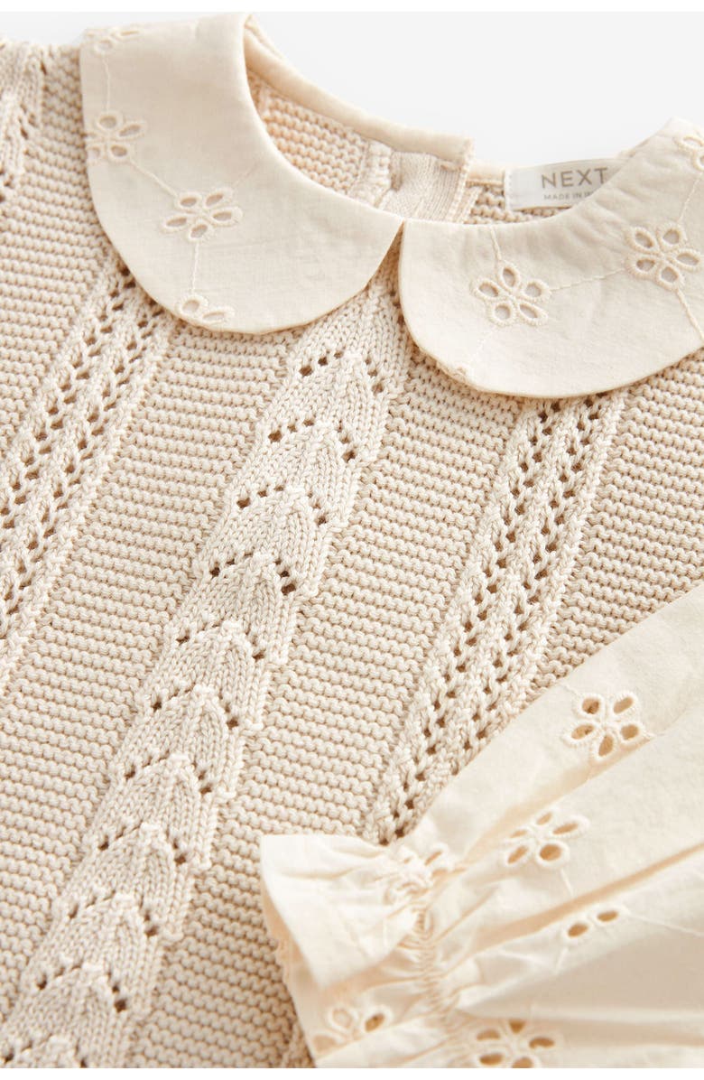 NEXT Kids' Mix Media Pointelle & Eyelet Cotton Sweater, Alternate, color,