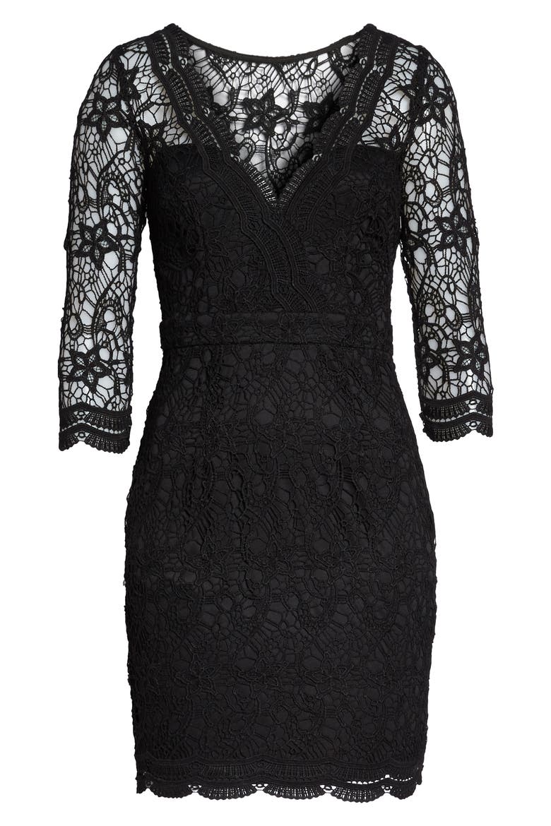 Lace Cocktail Dress, Alternate, color, BLACK