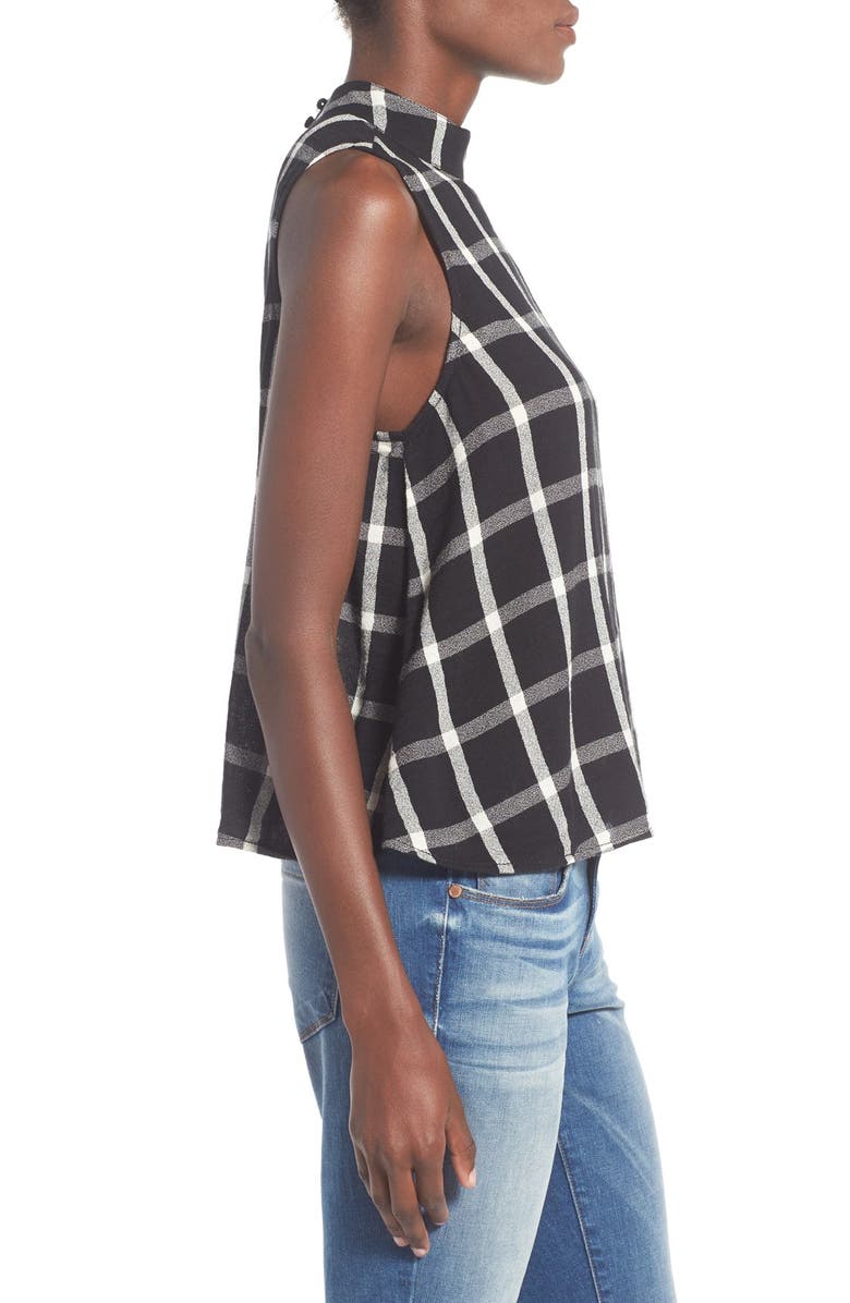 BP. Windowpane Plaid Mock Neck Top, Alternate, color, 