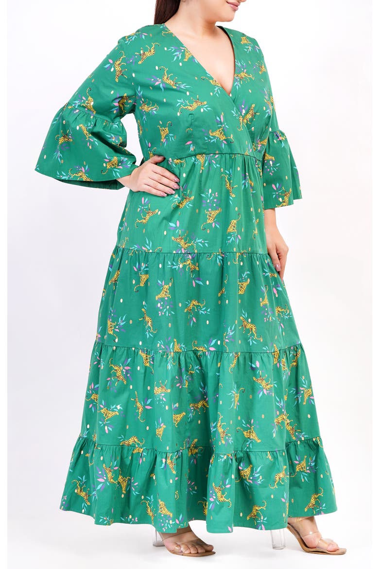 Sariah Poplin Maxi Dress, Alternate, color, Lucky Cheetah Verdant Green