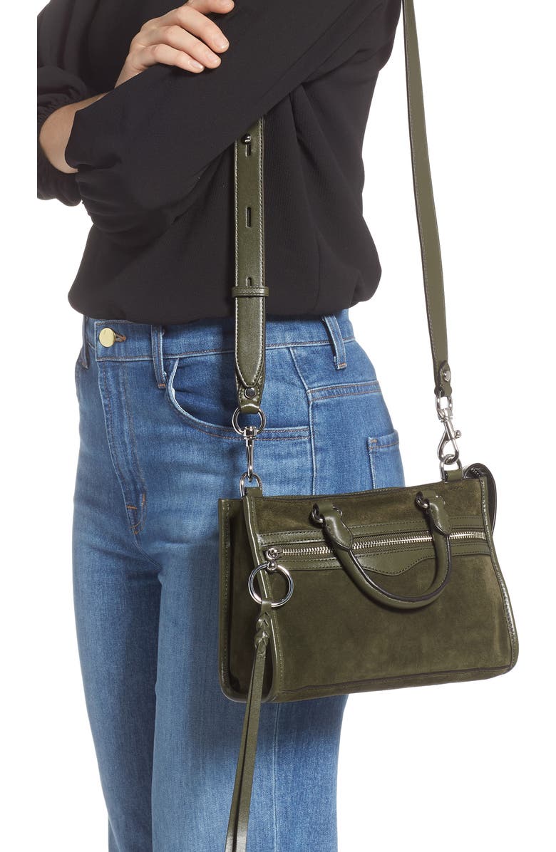 Rebecca Minkoff Micro Bedford Leather Satchel, Alternate, color, Hunter