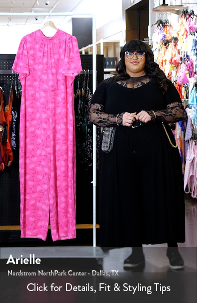 Clever Floral Mock Neck Wide Leg Jumpsuit, sales video thumbnail