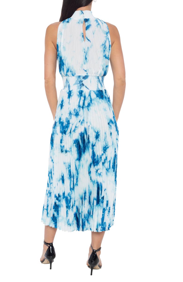 Marina Tie Dye Pleated Midi Dress, Alternate, color, Blue/ Ivy