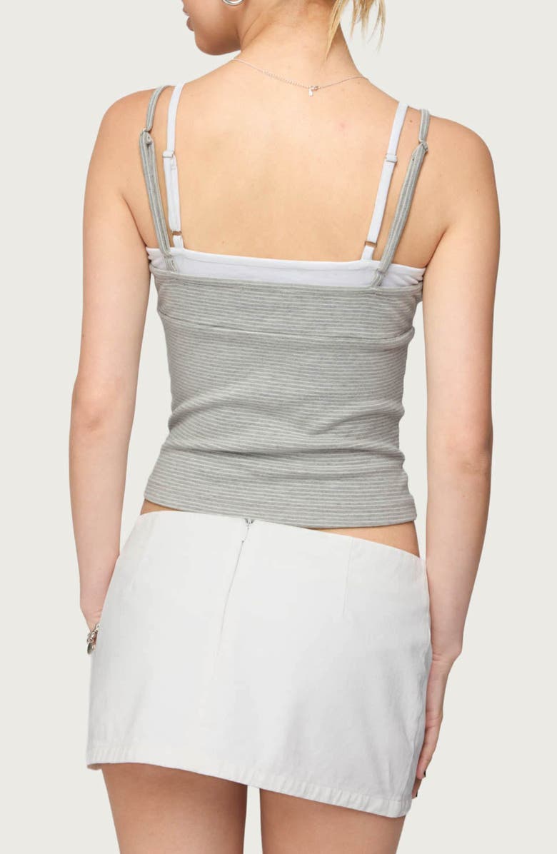EDIKTED Lilian Layered Stripe Camisole, Alternate, color, Gray-Melange