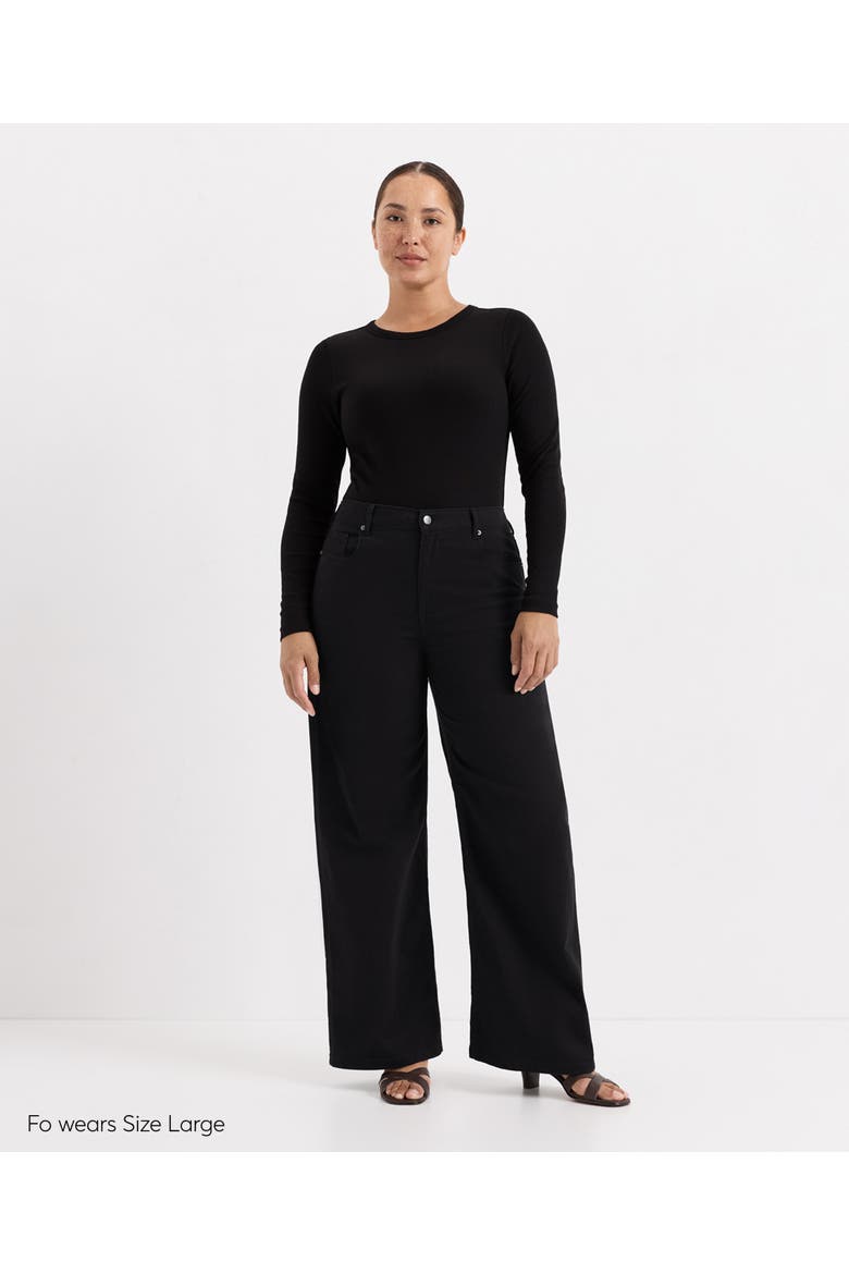 Organic Cotton All-Day Twill Wide Leg Pant, Alternate, color, Black