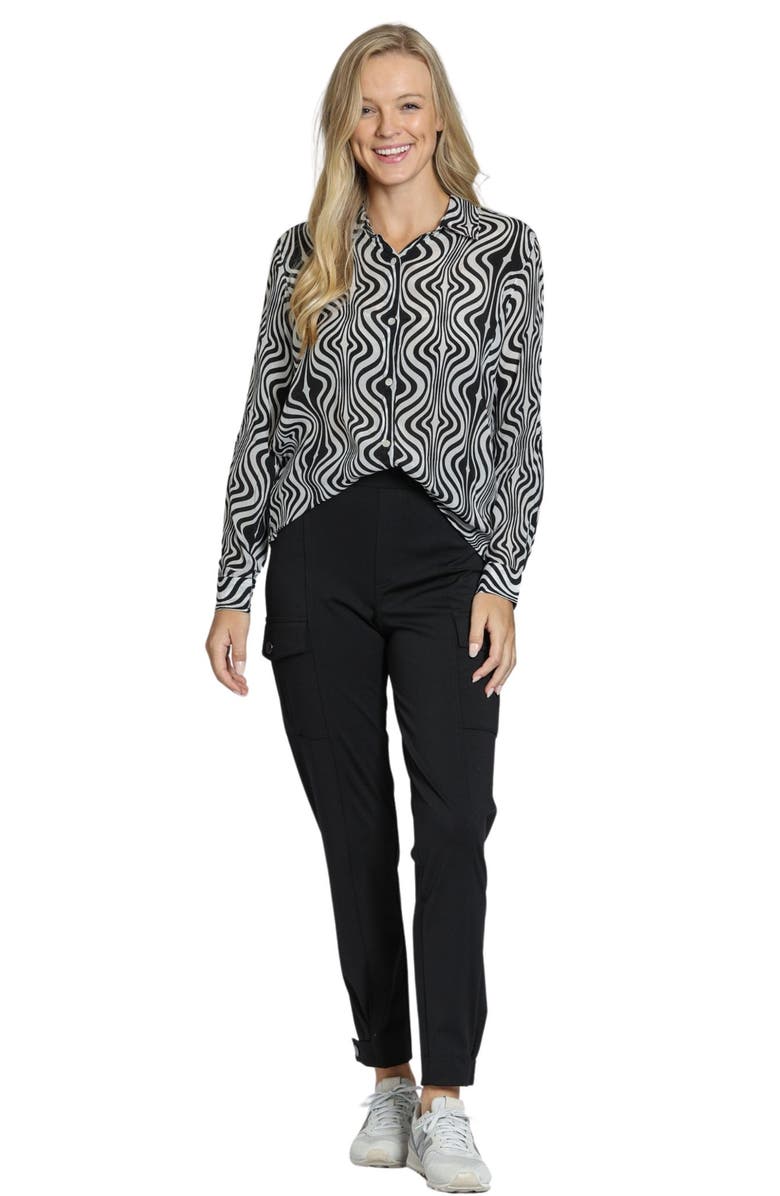 APNY Wavy Print Roll Tab Sleeve Button-Up Shirt, Alternate, color,