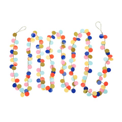 Rainbow Multicolor Confetti Garland - 12 Foot Colorful Confetti Dot Strand for Birthdays, Graduations, and Party Backdrops