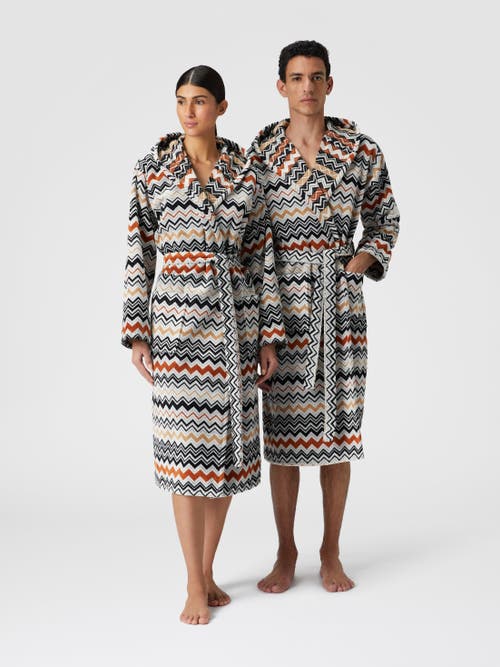 Missoni Home Bernard Bathrobe In Cotton Terry With Zigzag Pattern In Multicoloured
