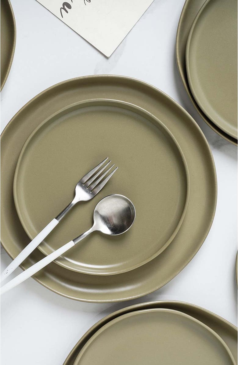 Stone Lain Tom Stoneware 4-Piece Salad Plate Set, Alternate, color, Olive