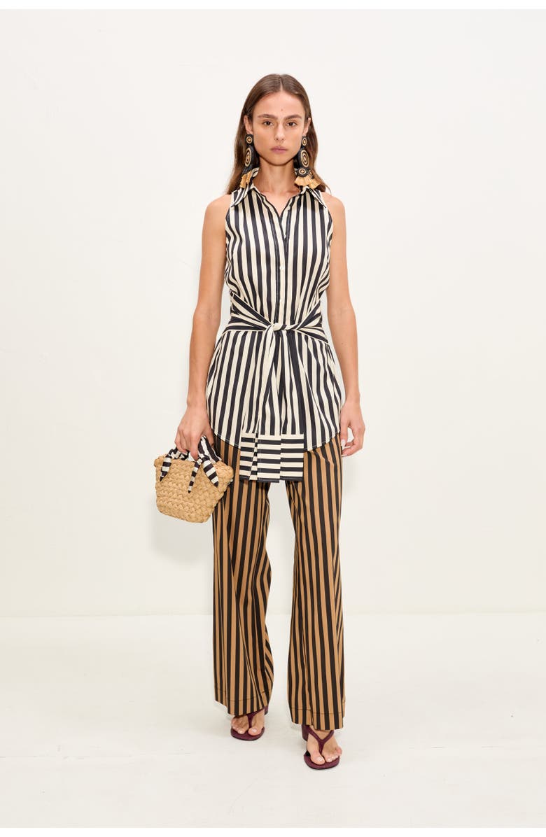 SIMONMILLER Inna Sleeveless Poplin Top, Main, color, Black/White Stripe