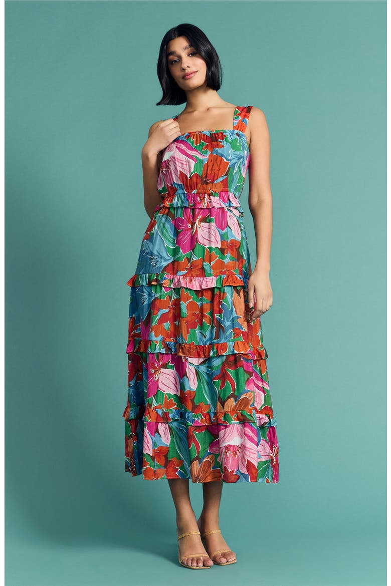 Floral Midi Sundress, Alternate, color, KELLY GREEN/ FUCHSIA
