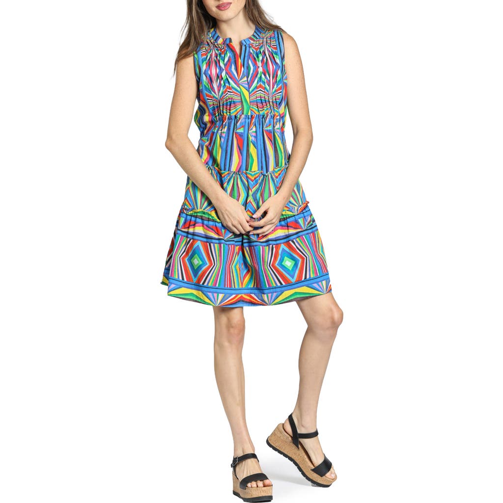 Apny Pintuck Sleeveless Cotton Dress In Multi