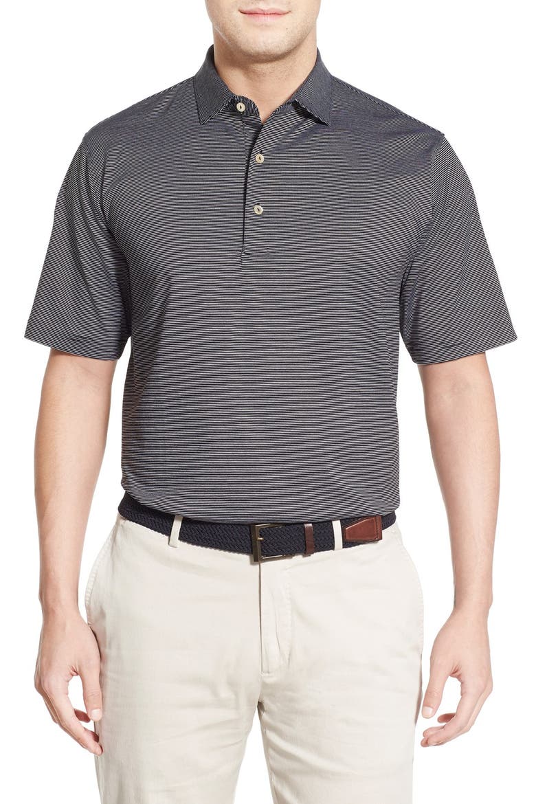 'Finch's Stripe' Egyptian Cotton Lisle Polo, Main, color, BLACK