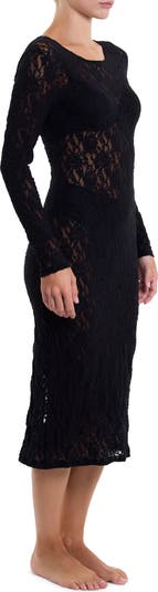 Signature Long Sleeve Sheer Lace Midi Dress