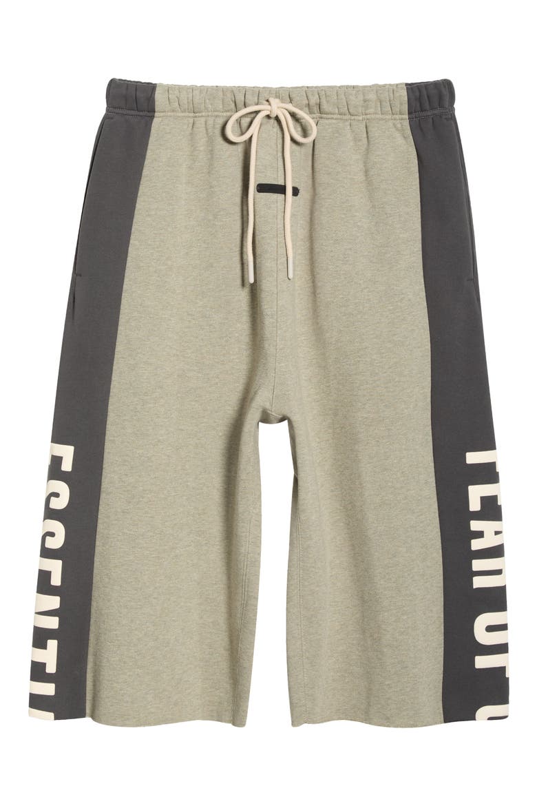 Panelled Raw Cut Off Sweatpants, Alternate, color, SEAL HEATHER/ IRON GREY