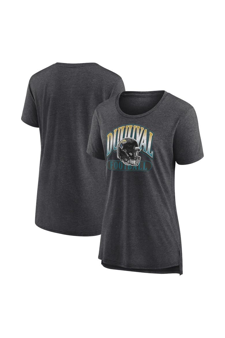 Women's Fanatics Branded  Heather Charcoal Jacksonville Jaguars Our Pastime Tri-Blend T-Shirt, Main, color, Heather Charcoal