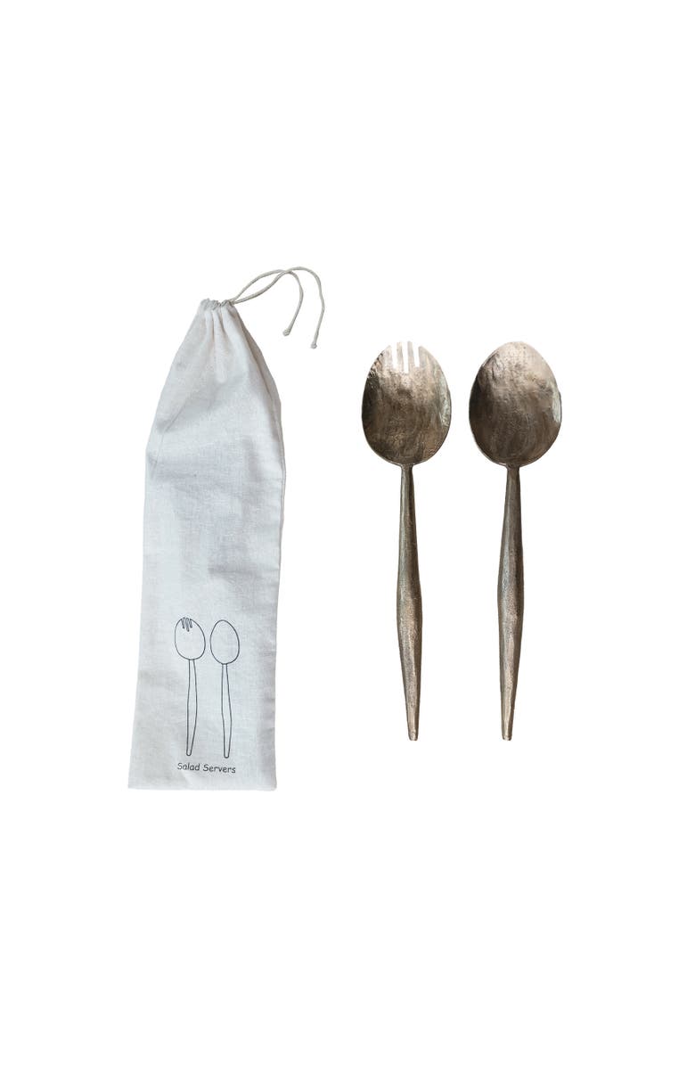 Storied Home Forged Salad Server Set, Main, color, Gold