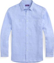 Ralph Lauren Purple Label Linen Chambray Button-Up Shirt