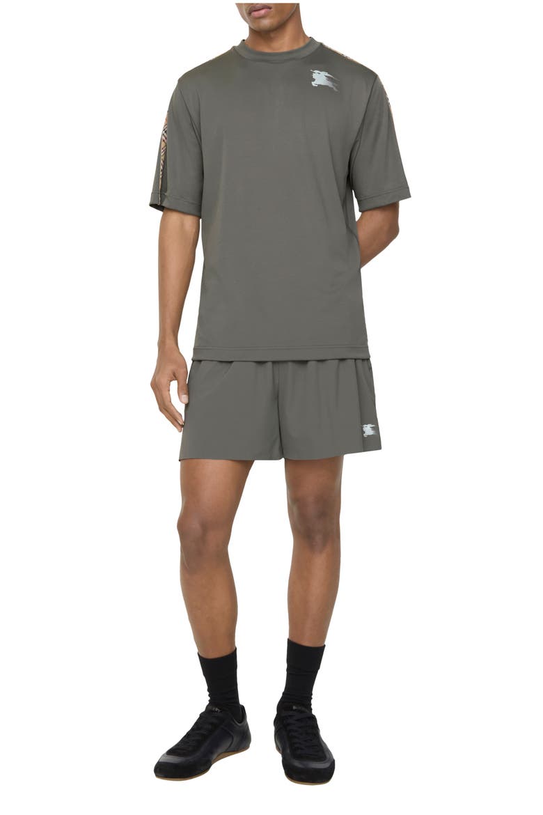 Check Trim Stretch Nylon Shorts, Main, color, Carbon grey