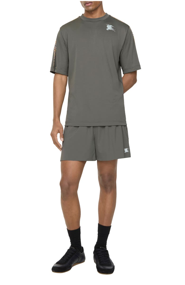 Burberry Check Trim Stretch Nylon Shorts, Main, color, Carbon Grey