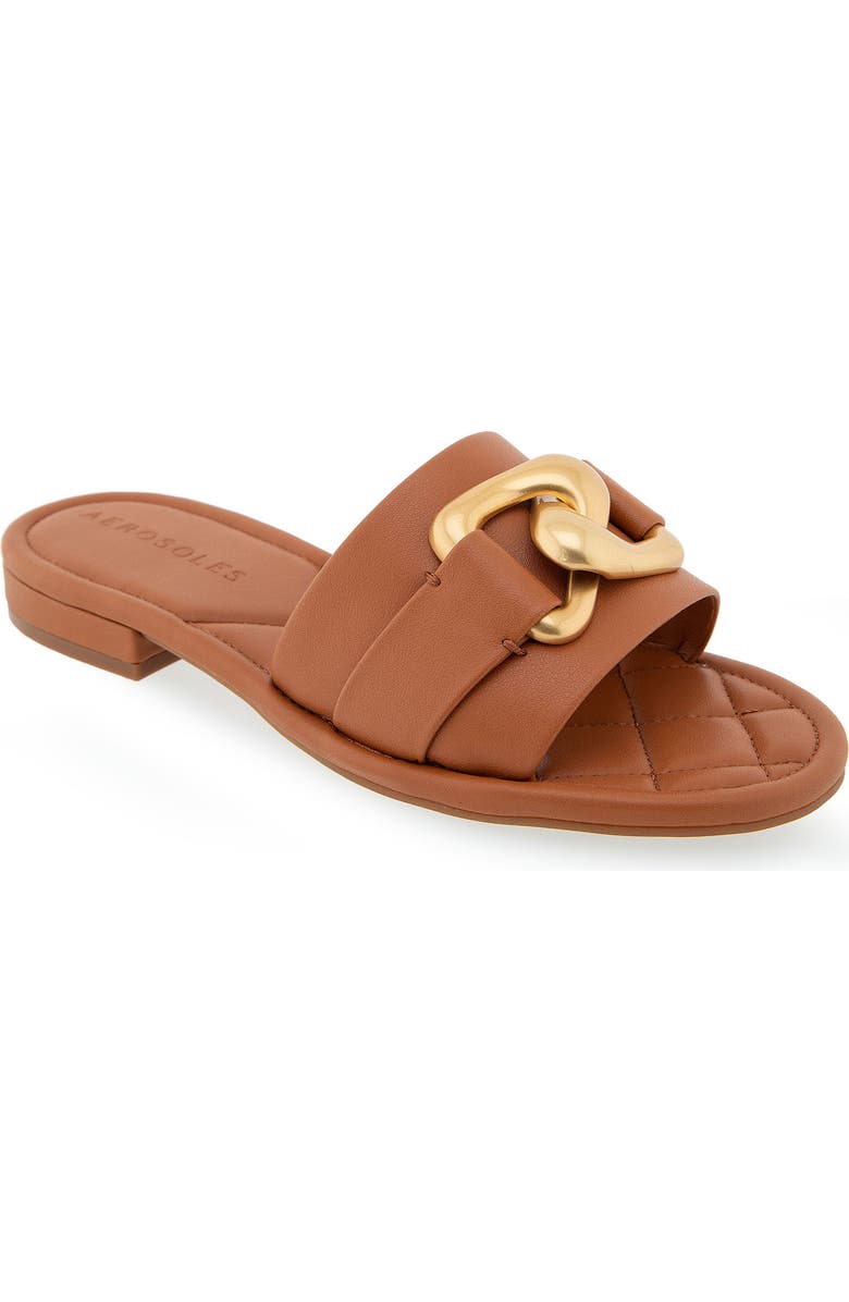 Aerosoles Big Charm Slide Sandal, Main, color, Tan Pu Leather