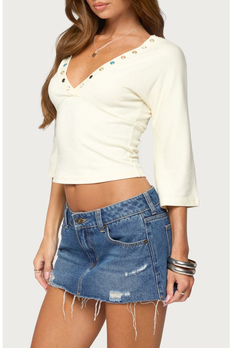 Pali Gemstone V-Neck Top, Alternate, color, CREAM