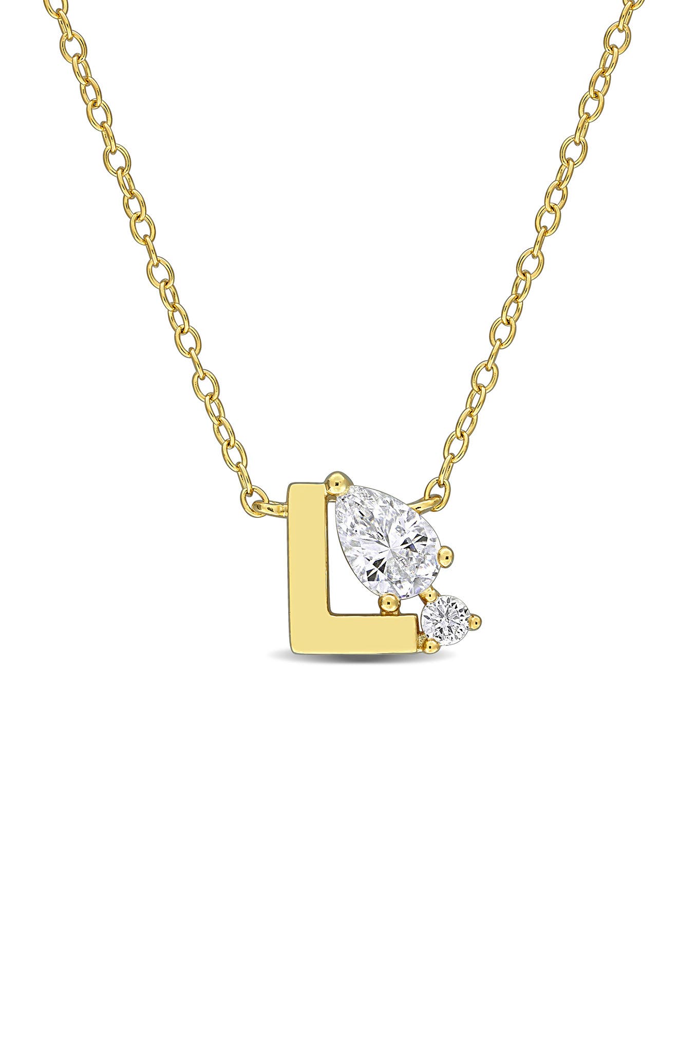 Initial Lab Created White Sapphire Pendant Necklace