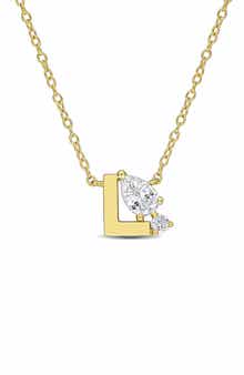 Initial Lab Created White Sapphire Pendant Necklace