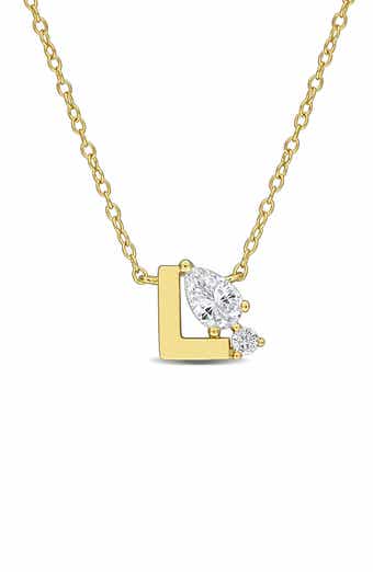 Initial Lab Created White Sapphire Pendant Necklace