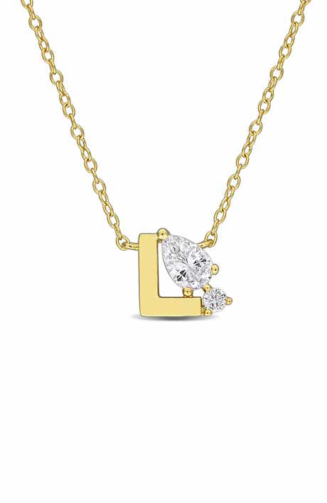 Initial Lab Created White Sapphire Pendant Necklace