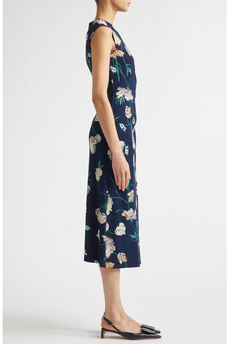 Floral Ponte Midi Dress, Alternate, color, BELLE EPOQUE POPPY NAVY