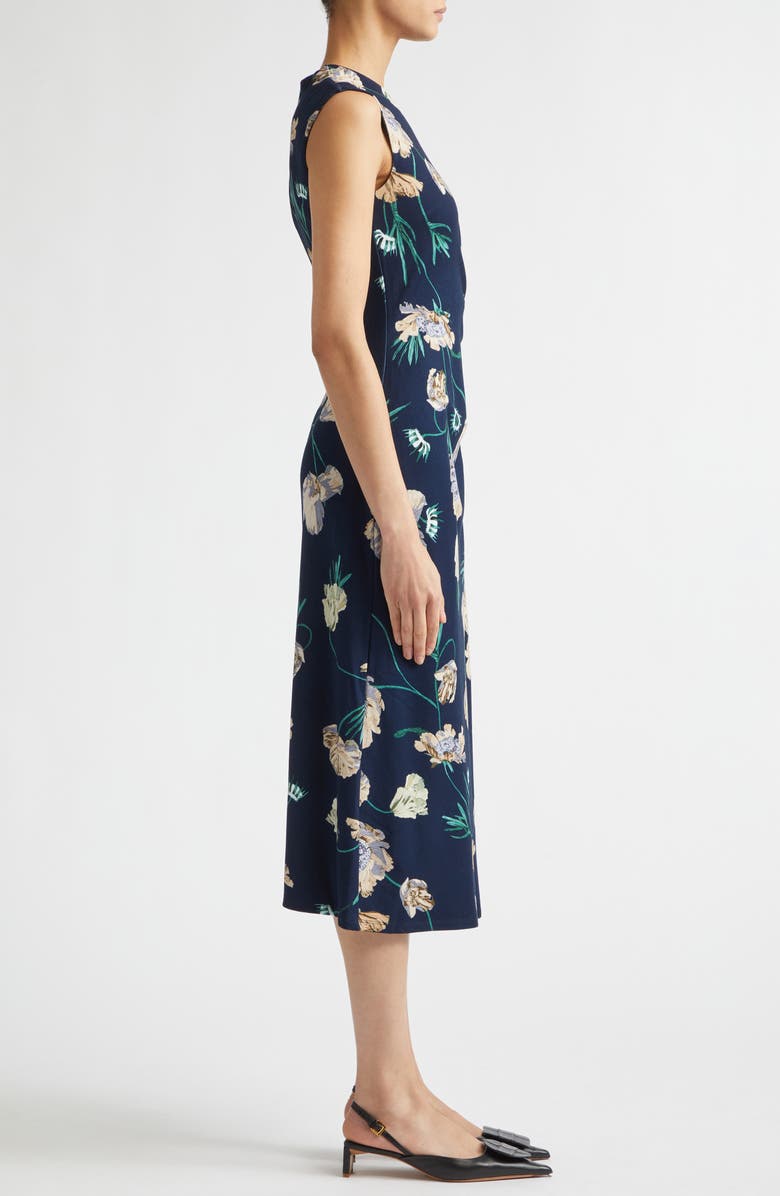Erdem Floral Ponte Midi Dress, Alternate, color, Belle Epoque Poppy Navy