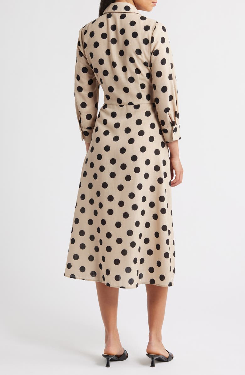 Julia Jordan Long Sleeve Button-Up Midi Dress, Alternate, color, Tan/ Black