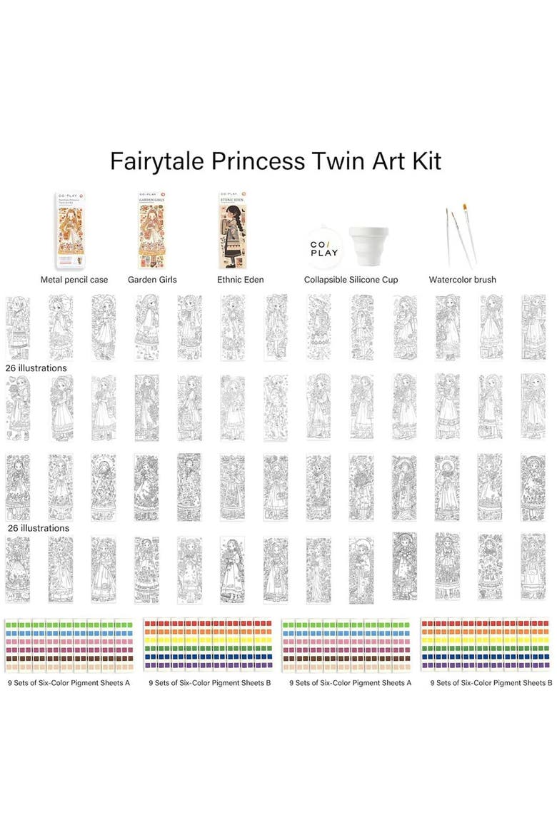 Watercolor Painting Art Kit, Fairytale Princess, Tin Box, Kids 6+, Alternate, color, Multicolored