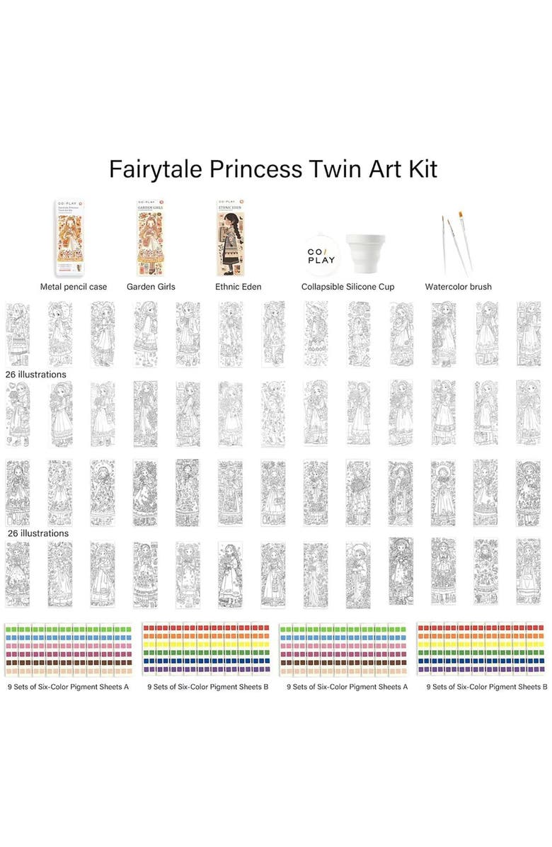 COIPLAY Watercolor Painting Art Kit, Fairytale Princess, Tin Box, Kids 6+, Alternate, color, Multicolored