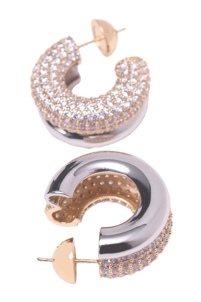 Rhinestone earrings, Alternate, color, Golden / silver