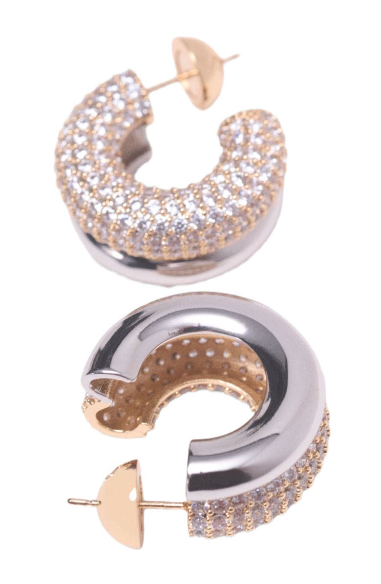 maje Rhinestone earrings, Alternate, color, Gold Silver