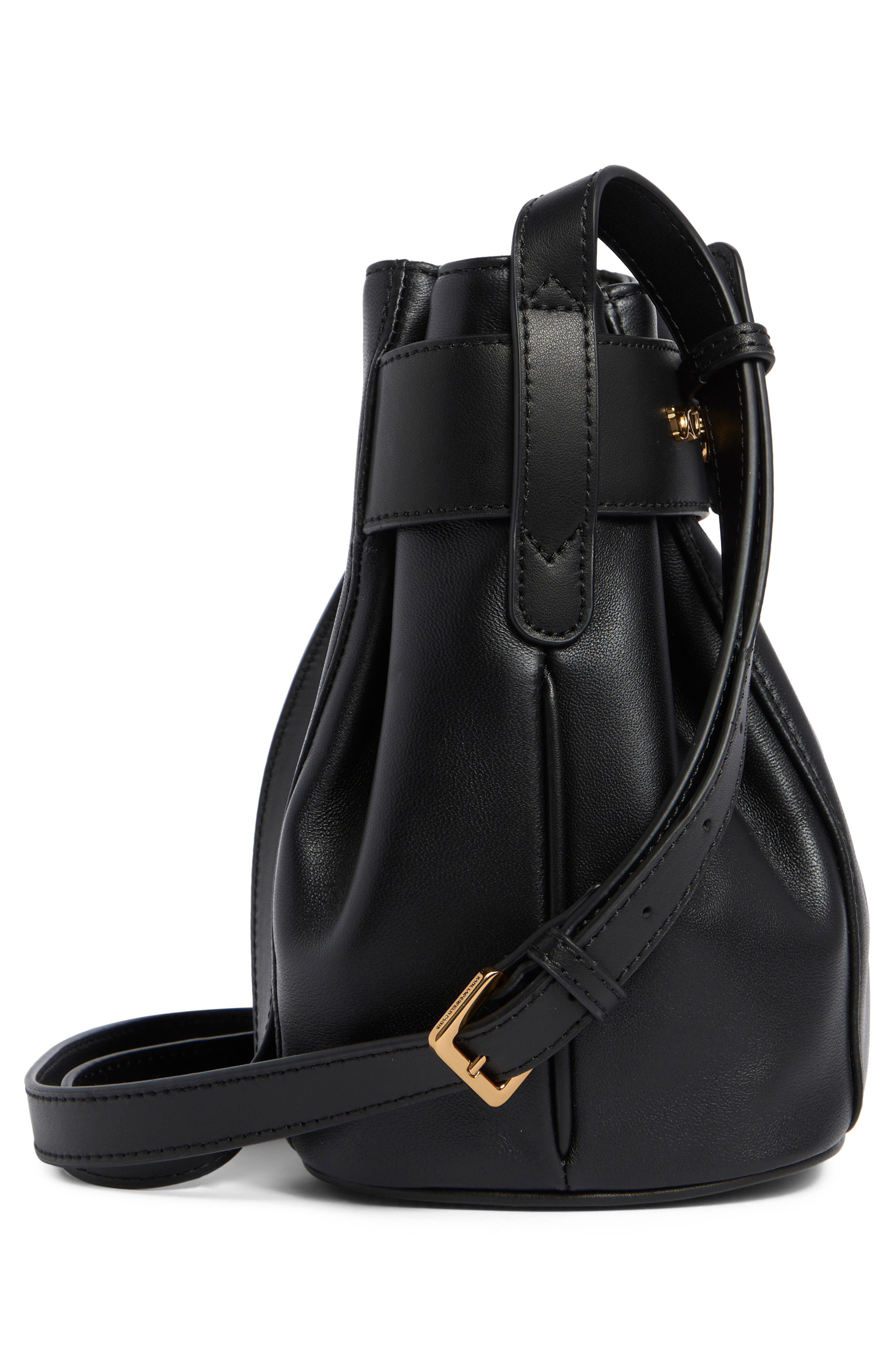 KARL LAGERFELD PARIS Delaine Leather Crossbody Bag, Alternate, color, Black/ Gold