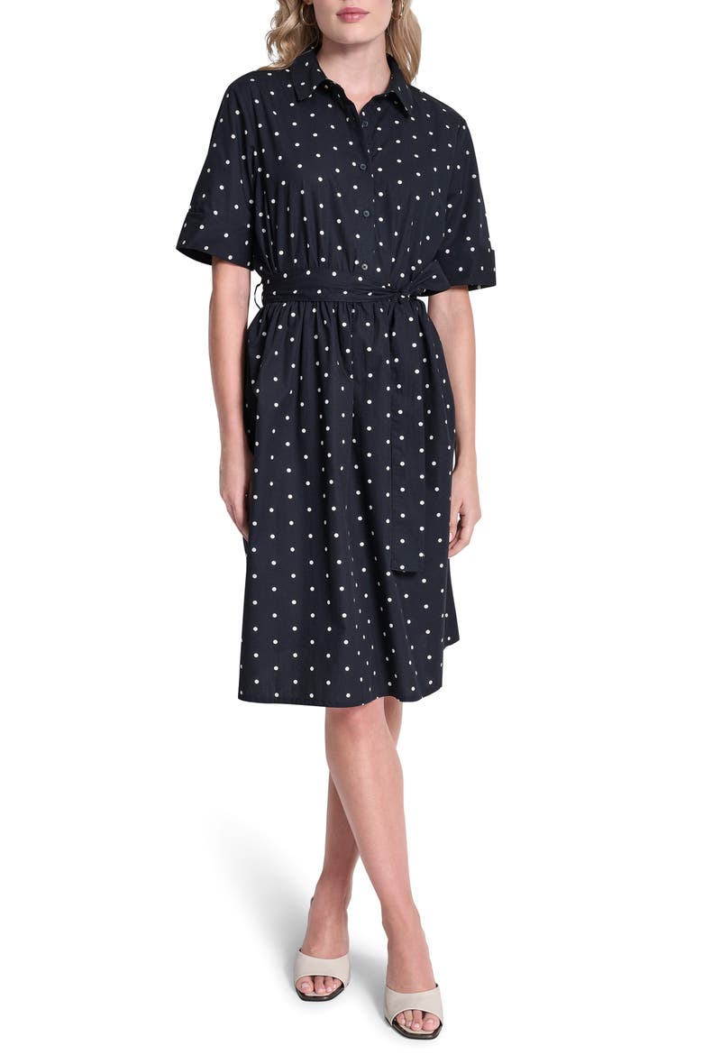 Tie Waist Shirtdress, Main, color, SPRING NAVY
