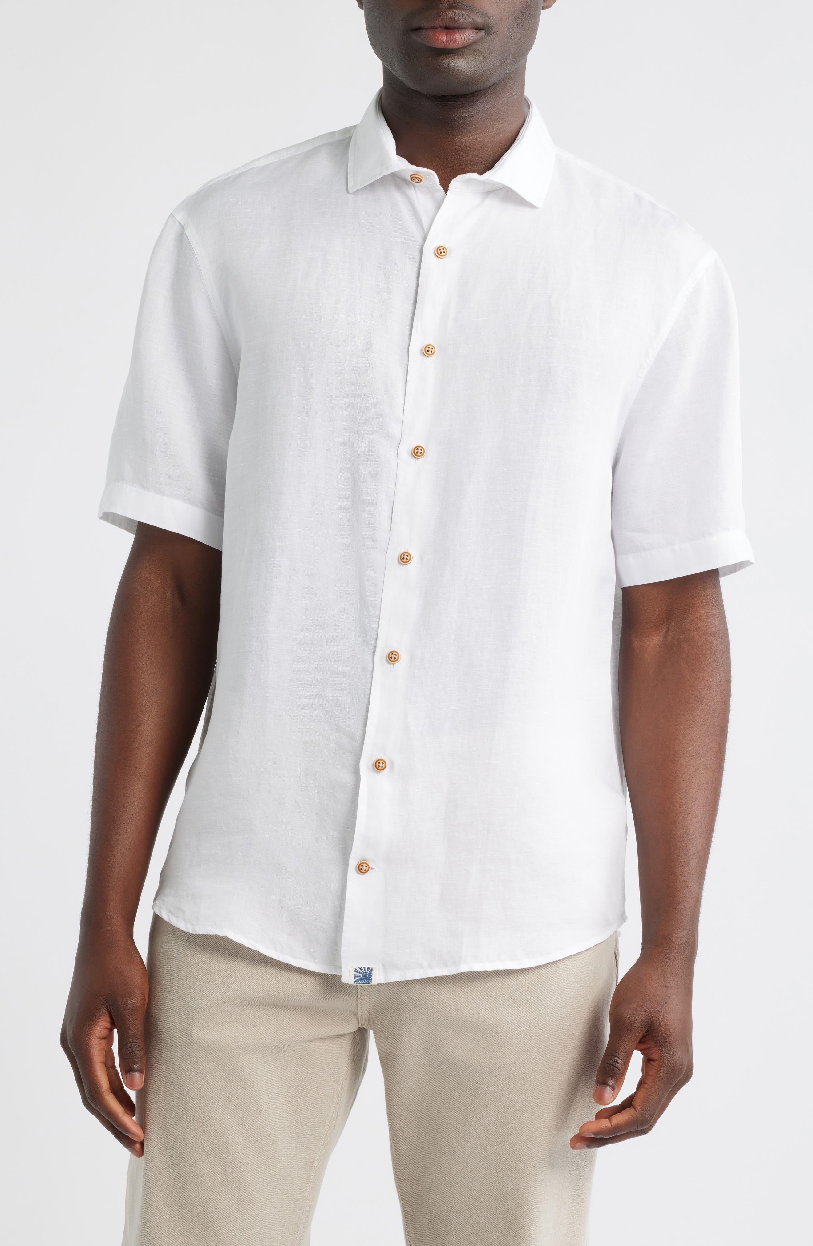 johnnie-O Gianna Hangin' Out Short Sleeve Linen & Lyocell Button-Up Shirt