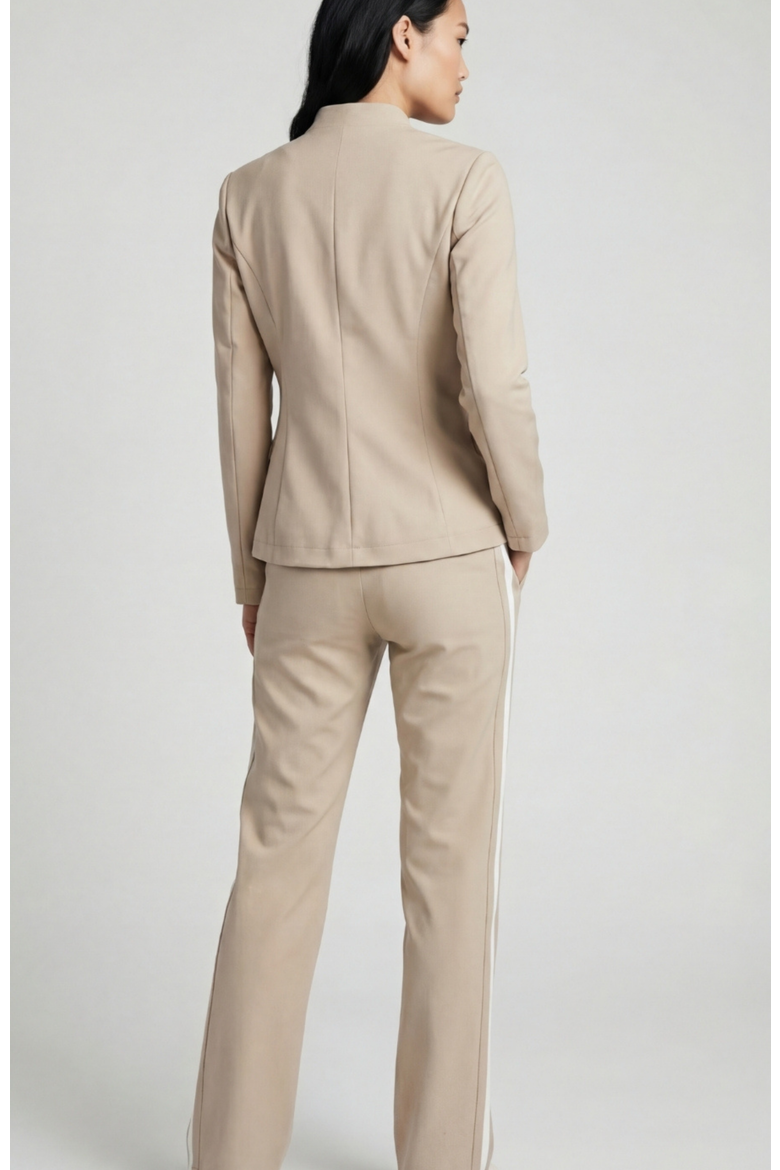 Suki Sport Aeroflow Side Stripe Straight Leg Twill Trouser, Alternate, color, Champagne/White