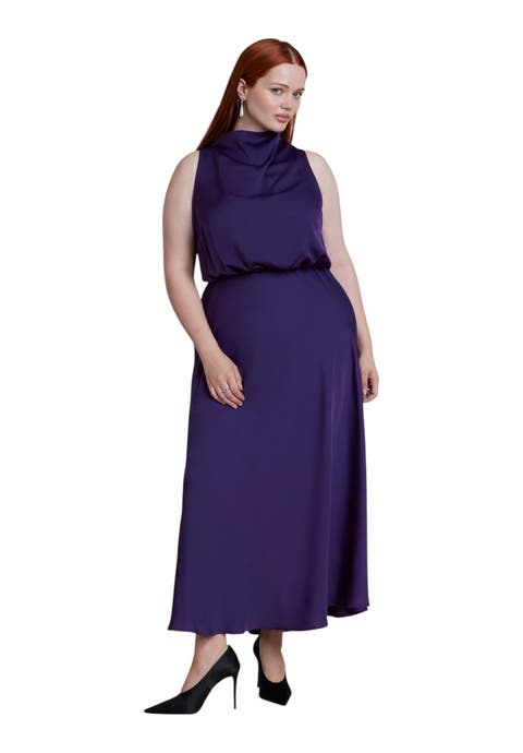 Draped Satin Maxi Dress