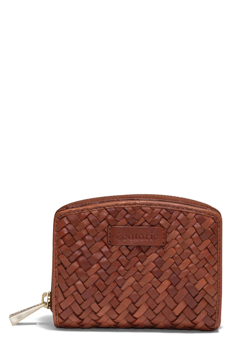 Katy Woven Leather Wallet, Main, color, BRANDY