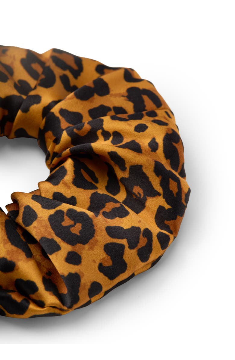 OLAH Leopard Silk Scunchie, Alternate, color, Brown
