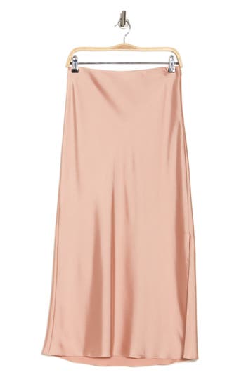 Vince Side Slit Satin Skirt In Rose Dawn