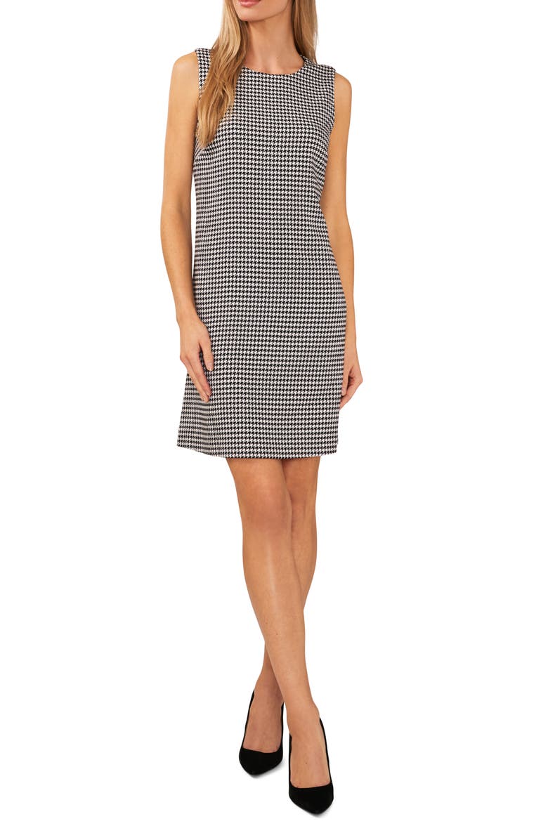 CeCe Houndstooth Sleeveless Sheath Dress, Main, color,